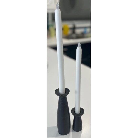 VTG Pair Lunt Designworks Matte Black MCM Candle holders Aalta - Picture 4 of 6